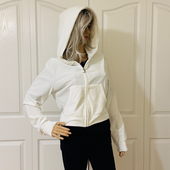 JUICY COUTURE NEW Velour Bling Hoodie White Women's Hoodie Jacket - Picture 7 of 14